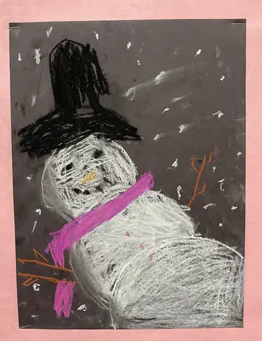 chalk snowman drawing