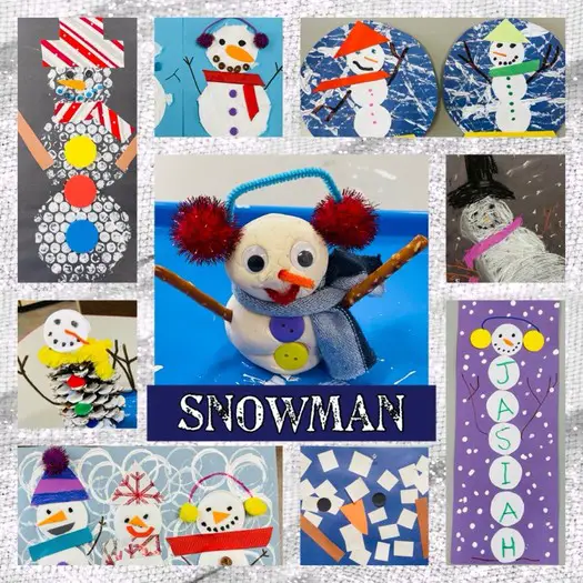 cover page of 9 snowmen craft ideas