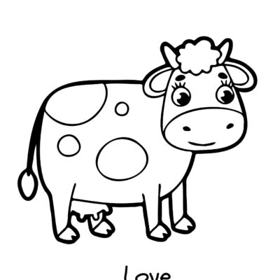 Valentine's Coloring Page Cow