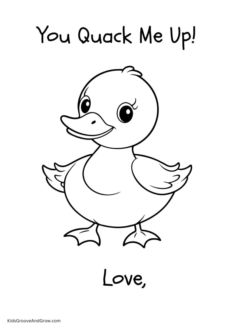 Valentine's Coloring Page-Duck