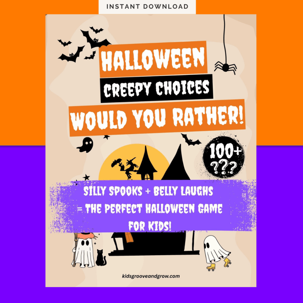 Halloween Would You Rather Game for Kids printable cover – spooky fun instant download